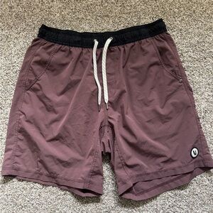Vuori Purple and Black Kore Shorts Lightweight Quick-Drying